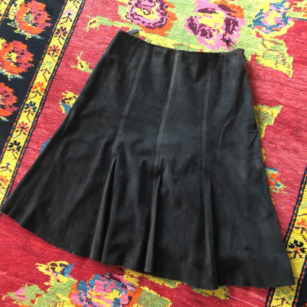 Suede chocolate panel Aline skirt
